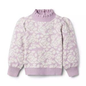 Janie and Jack Girls' Floral Boucle Ruffle Collar Sweater Size 4